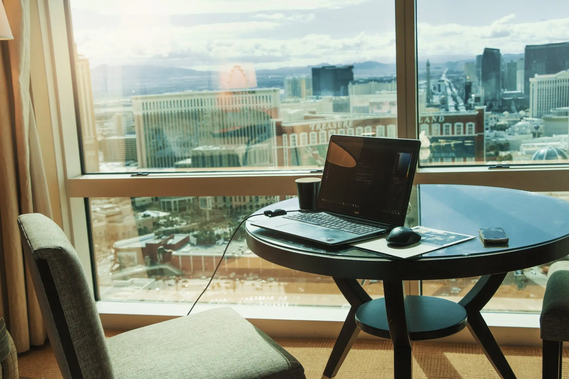 Hotel room with a view over the Las Vegas Strip